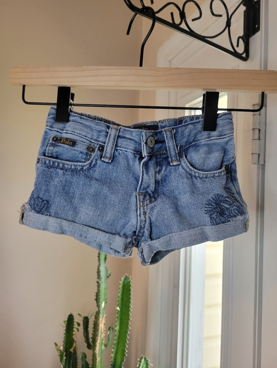 Polo Ralph Lauren Other - Polo Ralph Lauren Light Wash Rolled Cuff Flower Embroidered Jean Shorts, Size 5